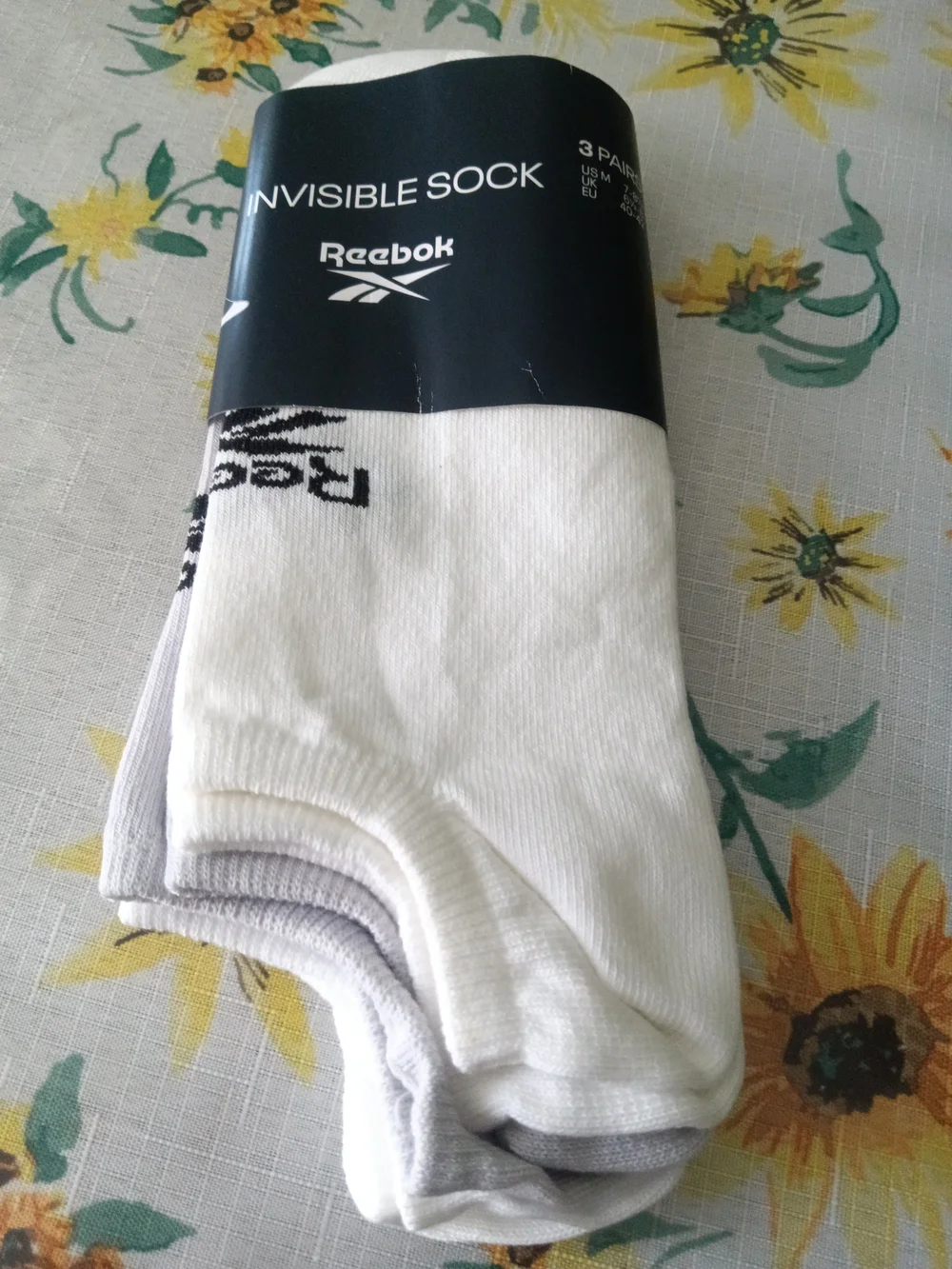 Reebok Unisex White Invisible Socks - 3 Pack One size fits all